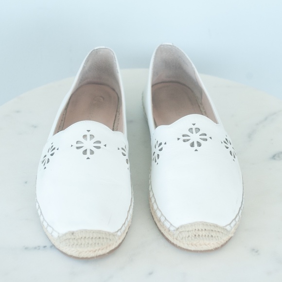 Kate Spade White Leather Gillian Espadrille Flats Slip On Shoes - Picture 4 of 12